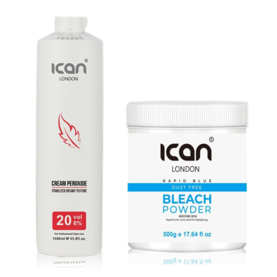 Cream Peroxide 20 Vol 6% 1000ml + Rapid Blue Powder Bleach (jar)500gSet